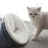 Katzenschlafsack - Warmes Waschbares Katzenbett, Katzendecke, Haustier Kissen, Kuschelhöhle Aus Fleece, Kleines Haustierbett Für Katzen Und Hunde Bis Zu 6 Kg (Blau1)