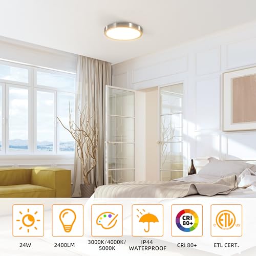 Hlite 12 inch Flush Mount LED Ceiling Light Fixture,2400LM,3CCT,6 Pack by Hlite - Used condition - Image 4
