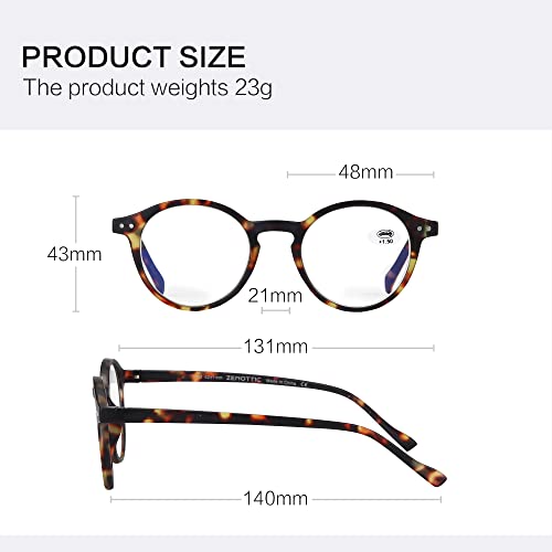 ZENOTTIC Occhiali da Lettura Presbiopia Anti Luce Blu con Lenti Antiriflesso Uomo e Donna Leggero Telaio Rotondo Vintage Occhiali0.0 1.0 1.5 2.0 2.5 3.0 3.5 - 6
