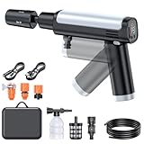 Foldable Cordless Washer, Portable Battery Washer with 5-in-1 Nozzle, 3 Levels & LCD Display, Handheld Washer for Car, Bike, Patio & Camping (Black)