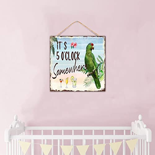 Panneau mural It's 5 O'Clock Somewhere en bois tropical 30cm - 7