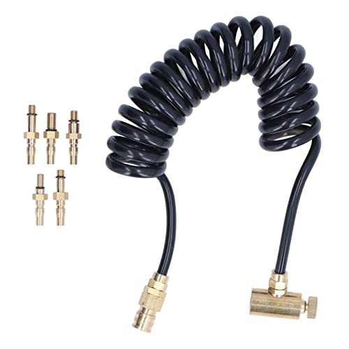 Paintball Remote Line, Airsoft Adapter Set Coil Hose Extension Brass Adapters for Green and Fill Station 1500Psi 1.5M Gas Bottle Canister 1500psi with 5 WE‑tech Marui VFC KWA Rifles Paintball Remote Line, Airsoft Adapter Set Coil Hose Extension Brass Adapters for Green and Fill Station 1500Psi 1.5M Gas Bottle Canister 1500psi with 5 WE‑tech Marui VFC KWA Rifles