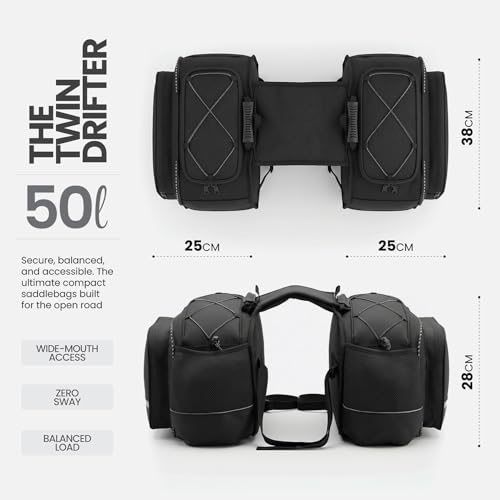 FATMUG 50L Black Motorcycle Saddle Bag Double Black (600506) - Image 3