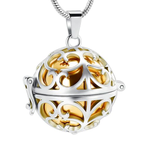 Urne funéraire pour cendres d'animaux, collier pendentif boule or - 2