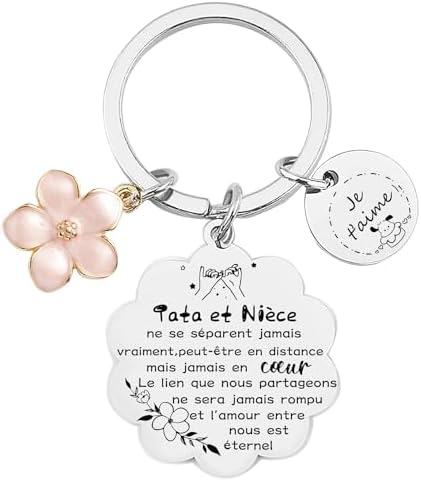Porte-clés Cadeau Nièce - Pendentif Acier Inoxydable - Anniversaire Noël Rentrée