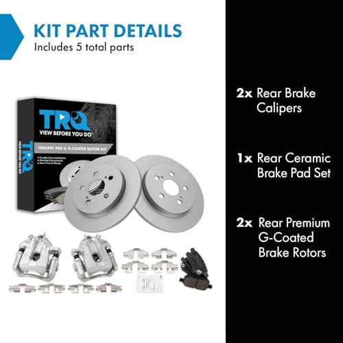 Image of TRQ Rear Brake Pad & Rotor Kit Caliper Pads Ceramic Solid Premium G-Coated