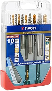 Tivoly 11901170052 Clipster Drill Bit Set with Extractor for Removing Broken Studs/Screws, Grey, Set of 10