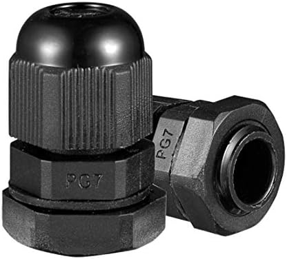uxcell 10Pcs PG7 Waterproof IP68 Nylon Cable Gland Joint Adjustable Locknut for 3mm-6.5mm Dia Cable Wire