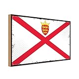 Größe: 40x30 cm vianmo Panneau en bois 30x40 cm Jerseys Retro Flag of Jersey Déco Cadeau Bois Panneau