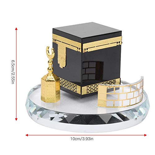 Hztyyier Muslim Crystal Gilded Kaaba Clock Tower Miniature Model Showpiece Muslim Crystal Gilded Kaaba Model Kits Islamic Architecture Handicraft Home Vehicle Decor Islamic Building Gift #TOP1