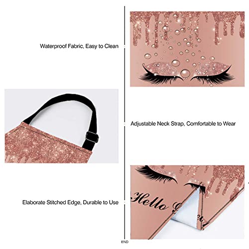 Sscsts Hello Gorgeous Unicorn Eyelash Apron With 2 Pockets, 26.5X33.1In, Adjustable Size Bib Rose Gold Aprons For Men Women Kitchen Cooking Baking Gardening Wqlsss18 #TOP3