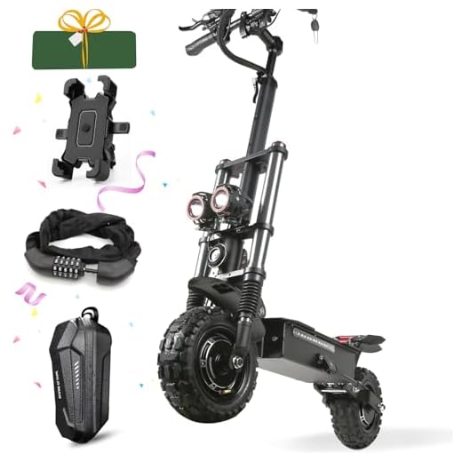 Tumotcy 5600W Electric Scooter Adult Dual Motor, Top Speed 50 mph, Range 56 Miles, 11 Inch Thick Off-Road Unlined Tires, Dual Shock Absorber Sports Scooter with Seat, Capacity 550 Lbs