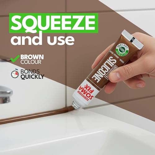 Image of Brown Silicone Caulk (No Gun Needed) Flexible & Waterproof Caulking Tube