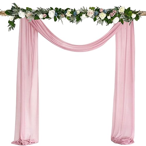 Tenda Drappo Per Matrimonio In Chiffon – 3 Pannelli 76x600 Cm, Colori Crema, Rosa Cipria E Malva, Per Arco E Sfondo - 5