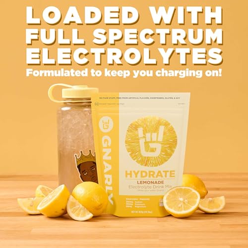 Gnarly Nutrition Hydrate Electrolyte Powder – Lemonade Exercise Hydration Drink Mix – NSF Sport Certified – Electrolyte Solution, Performance & Recovery – Lemonade, 14.10 oz