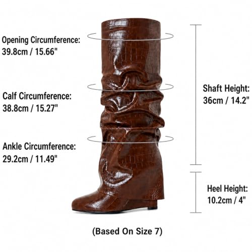 HYYH CFPL Women's Fold Over Knee High Shark Boots 4-Inch Wedge Heel Pull-On by HYYH CFPL - Used condition - Image 5