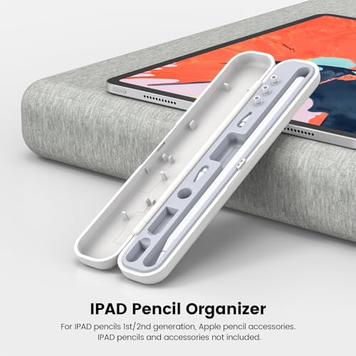 MOGOOD Piórnik do Apple Pencil 1. generacji/Apple Pencil 2. generacji, mały piórnik na ołówki Apple, biały z szarą wewnętrzną wkładką