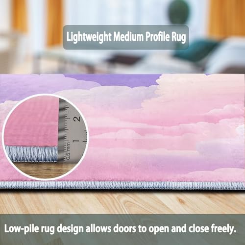 Tapis de salon lavable en machine rose antidérapant 50x80 - 8
