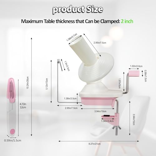 Image of Pukaock Yarn Winder,Hand Operated Yarn Ball Winder,Easy to Install, Low Noise,Effectively Makes Neat Winding Machines,Suitable for Crochet Knitting,The Helper for Knitting Enthusiast(Pink)