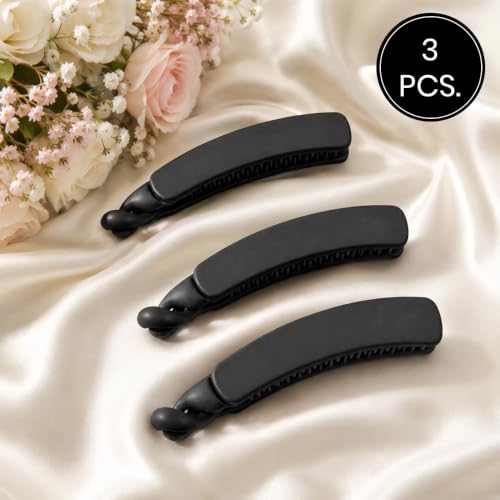 Image of Glaze Matte Finish Curved Hair Clips for Women & Girls Pack of 3 Hair Claw (medium)