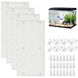 Seutmrou 4 Stück Trennwände für Aquarien mit 8 Saugnäpfen und 28 Halterungen, 30x15cm Trennwand Aquarium, Aquarium Gitterplatte zur Trennung von Fischen verwendet für Bodenschutz und Aquascaping