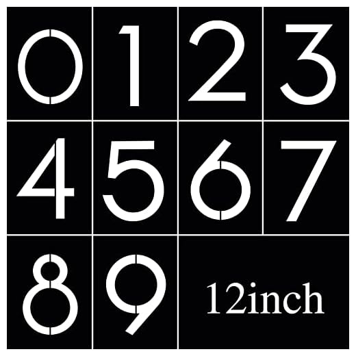 12 Inch Large Number Stencils Reusable Plastic Number Stencils Address Number Painting Stencils Templates for Mailbox Signs Home Address Number (Cute Style)