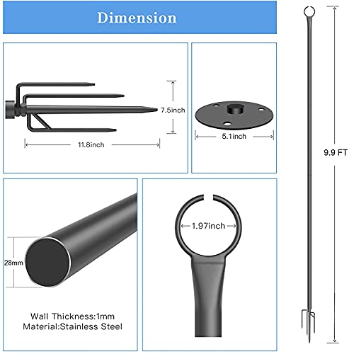 Espird String Light Poles for Outdoor,9ft Sturdy Stainless Steel Pole Post Stand to Hang Cafe Lights Outside for Deck Patio Garden Backyard,Wedding and Party (4-Pack / 3 in 1） - Thumbnail 5