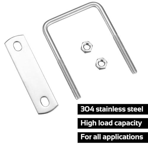 WEDAMOO 6 Stück Bügelschraube, M6 50 × 80 mm U Bügel mit Gewinde, U-Schrauben, Vierkant U-Bolzen Edelstahl mit Mutter Rahmengurte Unterlegscheibe für Rohr Befestigung Auto Abschleppen