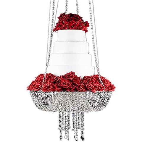 45CM/60CM Diameter ,Hanging Crystal Cake Stand for Romantic Wedding Party with Beads Garlands (Crytal Beads + Acrylic Plate, 60CM) Cover