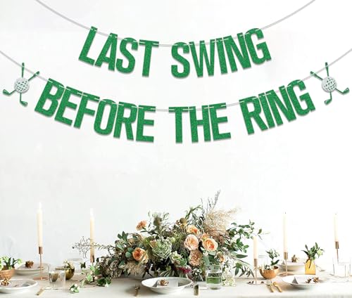 Image of Last Swing Before The Ring Banner,Golf Bachelorette Bridal Shower Party Decor,Same Hole Forever,Golf Bachelorette Engagement Wedding Bridal Shower Party Supplies Green Silver