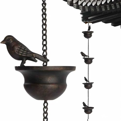 Generico Grondaia Catene di Pioggia, 2,4 M da Giardino di Ferro Tazze di Pioggia di Pioggia Decorativa per L'acqua Decorativa per la Decorazione del Giardino della Casa Vintage, Ideale