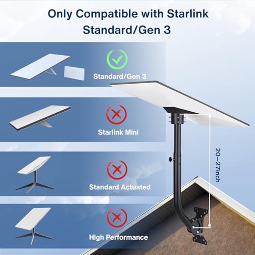 Steinwhale Adjustable Mounting Kit with Aluminum Pipe Adapter Pole Mount for Starlink Standard/Gen 3, Long Wall Roof Mount, Corrosion Resistance, Easy to Install (Aluminum) by Steinwhale - Image 4