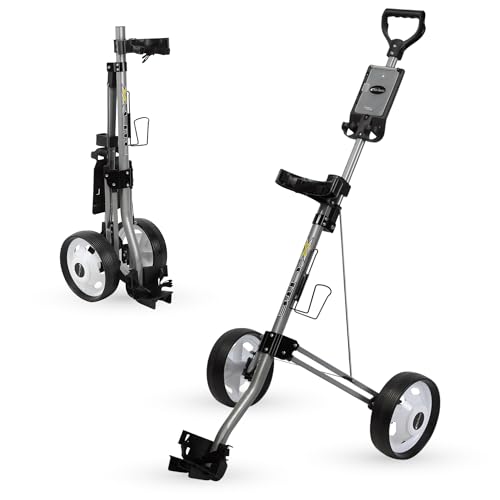 Precise X-Lite 2-Wheel Golf Push Cart – Ultra-Lightweight & Compact Folding Golf Trolley, Ergonomic Handle, Smooth-Rolling Wheels, Built-in Scorecard & Ball Holder