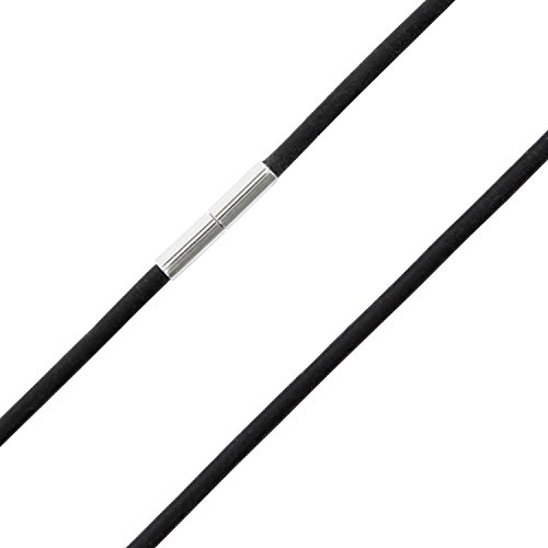 Auroris Echtleder Kette schwarz Dicke 3mm mit Tunnel-Drehverschluss aus Edelstahl/Länge: 45cm