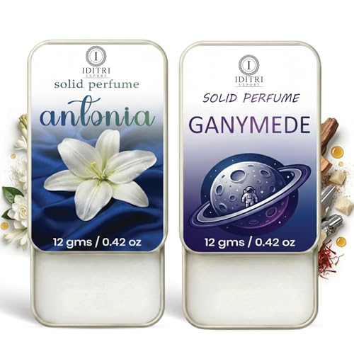 Image of Solid Perfume |Ganymede&Antonia Alcohol Free Wax Perfume Balm, Long Lasting | Pocket Tin 12g, Pack Of 2| Non Greasy Smooth Glide, Travel Friendly Men And Women