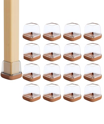 Image of 16 Pcs Chair Leg Protector, Chair Leg Floor Protector Caps with Felt Pads, Furniture Leg Caps for Wooden Chair, Reduce Noise