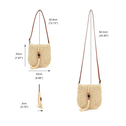 CHIC DIARY Small Straw Crossbody Bag Women Weave Rattan Shoulder Bag Beach Shoulder Purse with Tassel2