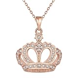Queen Style 18K Rose Gold-Plated Crown Necklace Pendant (Rose Gold)