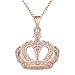 Queen Style 18K Rose Gold-Plated Crown Necklace Pendant (Rose Gold)
