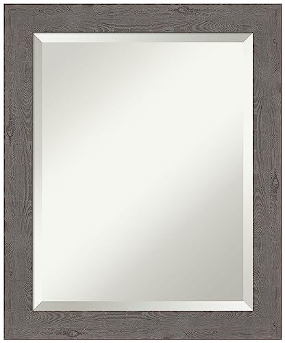 Amanti Art Grey Wall Mirror 23x19 Rustic Plank Grey Narrow