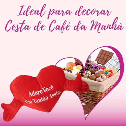 Almofada de Pelúcia Modelo Coração Frase Adoro Você Um Tantão Assim (G (76cm))