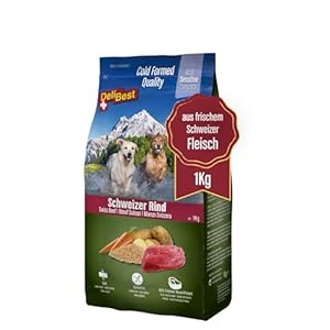 DeliBest Adult Sensitive Complete Dog Rind I Halbfeuchtes Futter für Hunde Adult I aus 100% Schweizer Rindfleisch I getreidefrei & ohne andere Zusätze I Hundefutter kaltgepresst I 1 kg