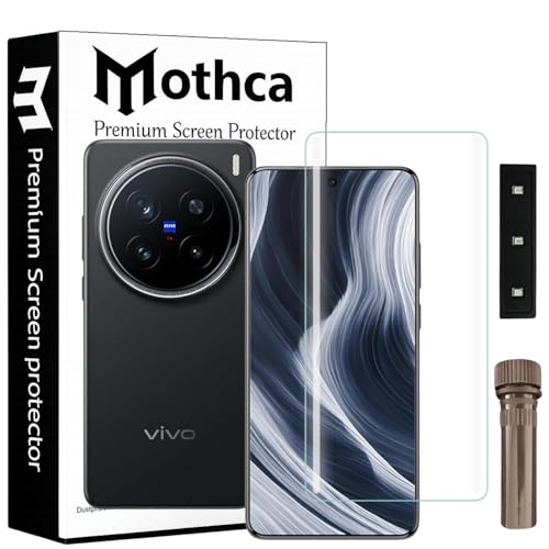 Image of Mothca Curved UV Tempered Glass Screen Protector for Vivo X200 Pro | Transparent | Pack of 1 | Full Screen Coverage with UV Installation Kit