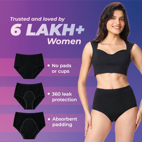 Image of HEALTHFAB ; The Fabulous You Heavy Period Panty High Waist Leak Proof Underwear for Medium to Heavy Flow, Reusable Upto 2 Years Without Pads, Pack of 1