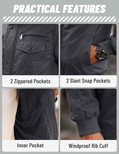 Image of TACVASEN Men's Lightweight Military Cotton Jacket Casual Windbreaker Coat | with zipper and hidden snap,stand collar,multi pockets,tactical m65 field cargo outerwear for winter & fall,utility windproof