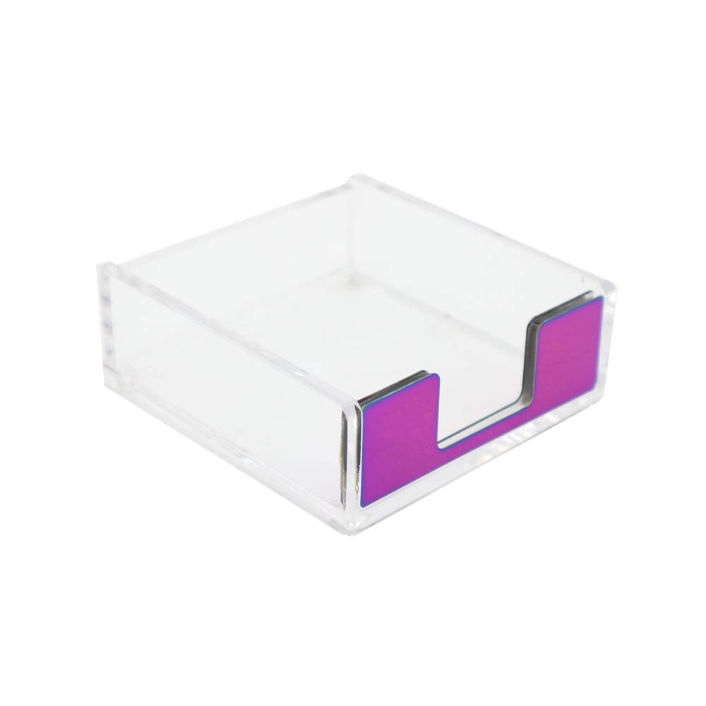 MEI YI TIAN Clear Acrylic Rainbow Self-Stick Note Pad Holders Colorful Memo Note Cube Holder Dispenser 3.5x3.3 Inch for Office Home Schools Desk Supplies (Rainbow)