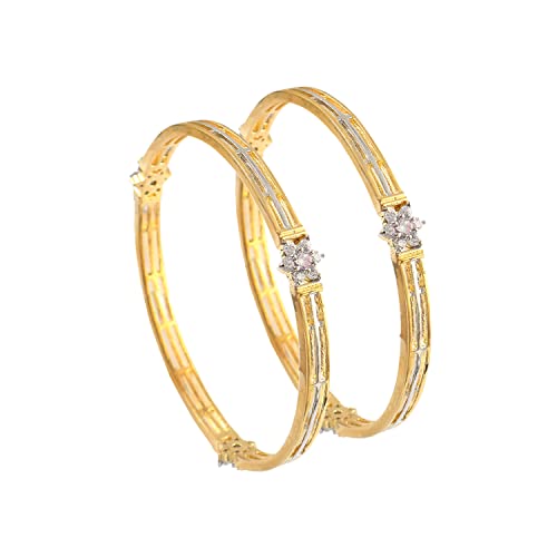 Jewar Bangles Indian Rajasthani Handmade Meena Work Gold Plated Ad Traditional Jewelry gifting wedding 6364 (2 pcs silver golden white, 2.10)4