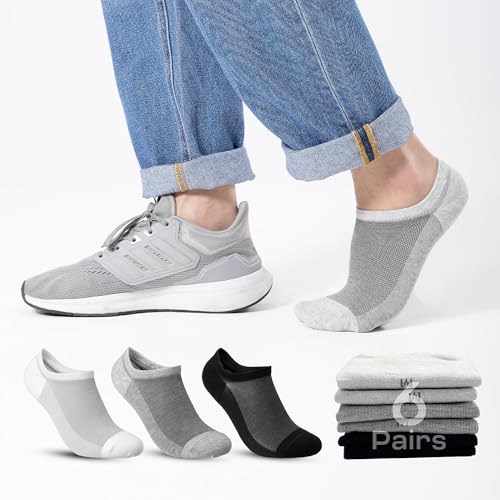 COOLMATE 6 Pairs Low Cut No Show Socks for Men, Invisible Casual Ankle Socks with Non-Slip Heel, Moisture-Wicking Cotton2