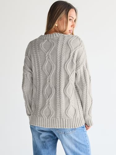 Image of Trendy Queen Women's Oversized Cable Knit Crewneck Sweaters