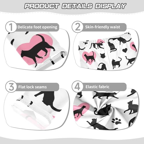 Girls' Leggings Silhouette Cat Heart Ankle Length Printed Leggings Comfort Pants for Kids 4-10 Years4